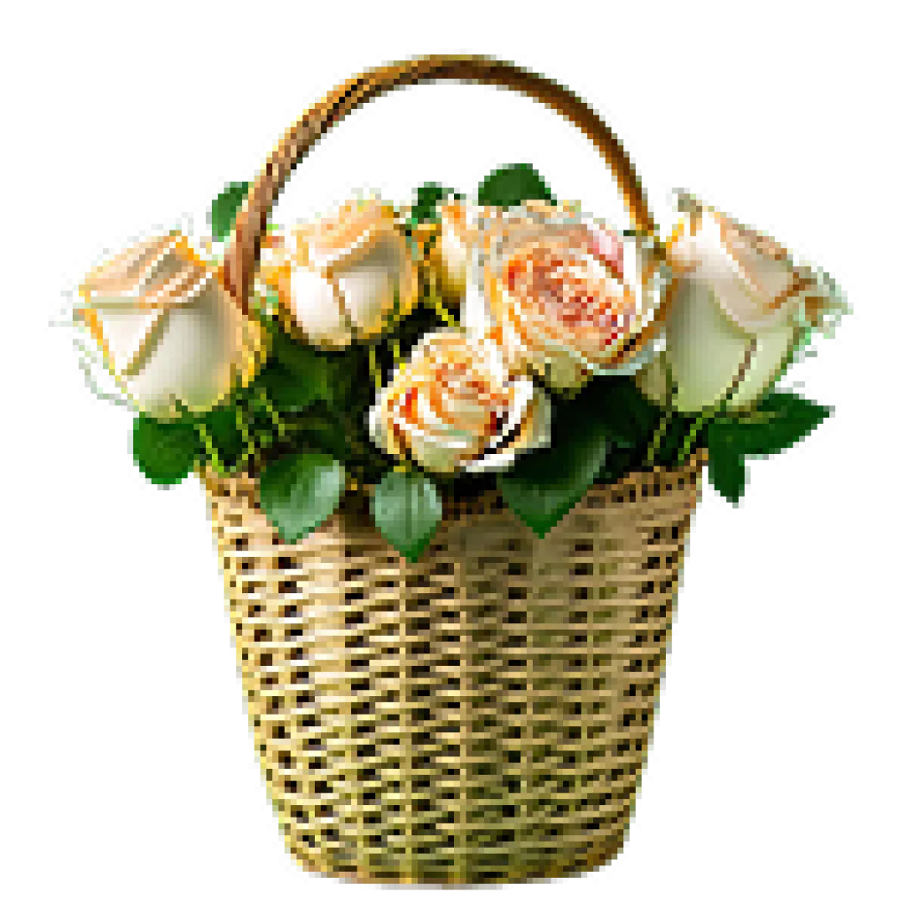 Basket of White Roses